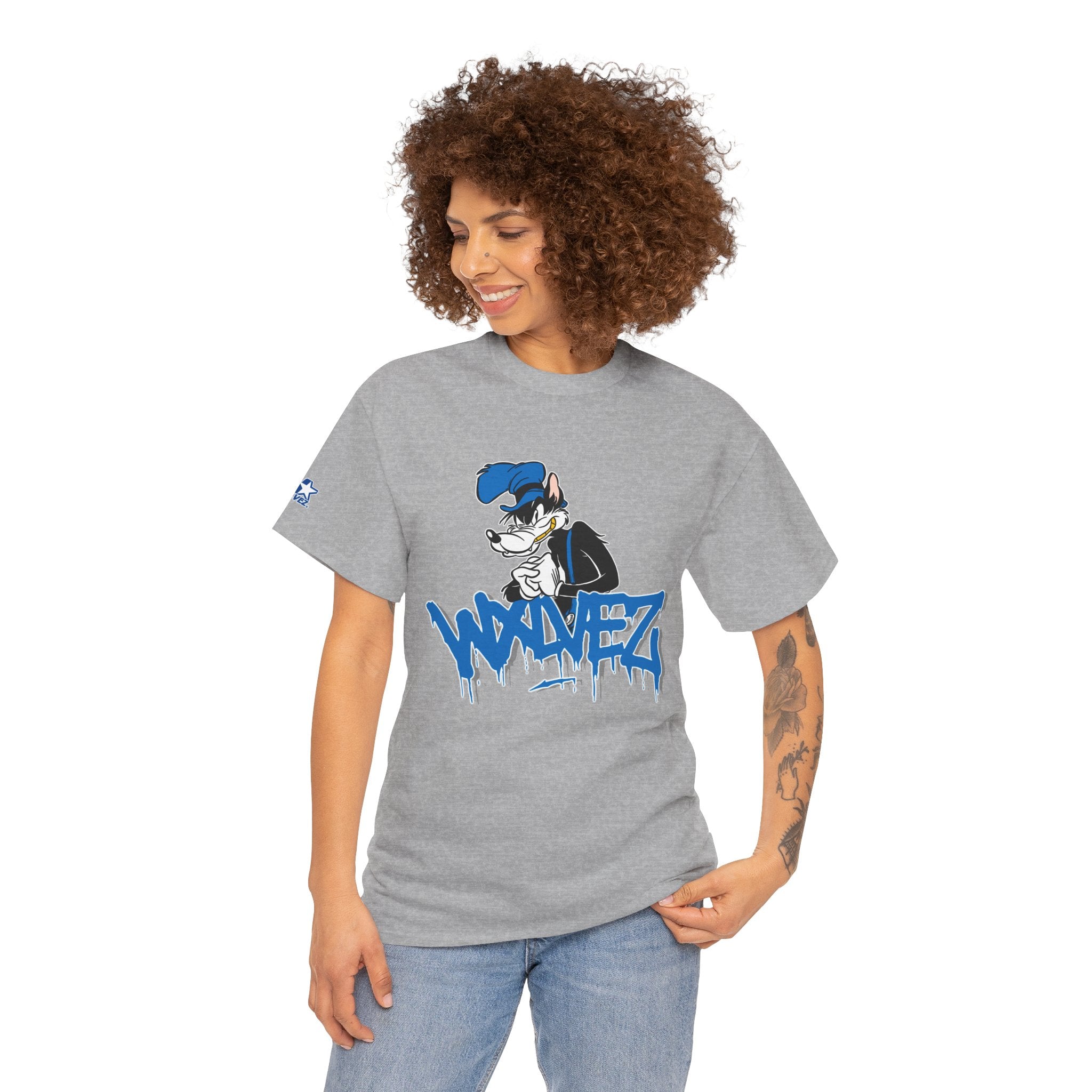 Retro Wolf cartoon Wxlvez logo  Tee