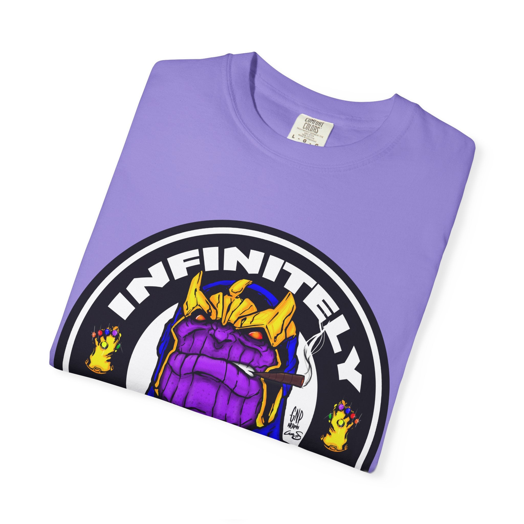 Infinitely Stoned T-Shirt — Novelty Graphic Tee with Cartoon Gauntlet