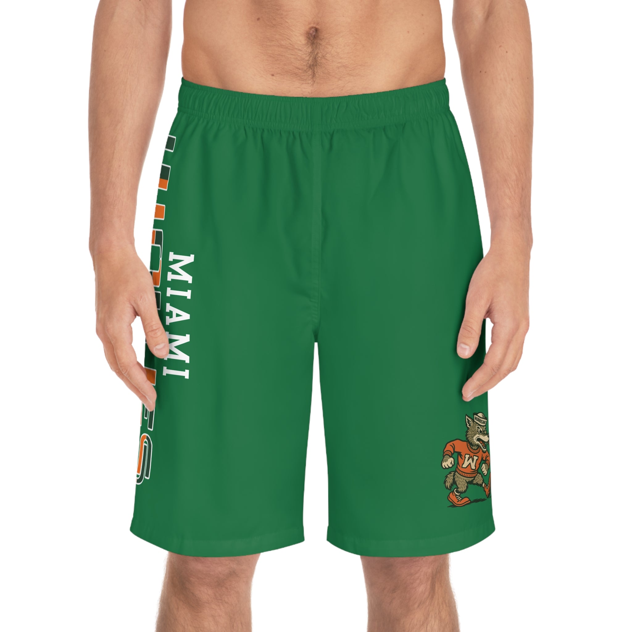 miami Wolves the U logo  green shorts