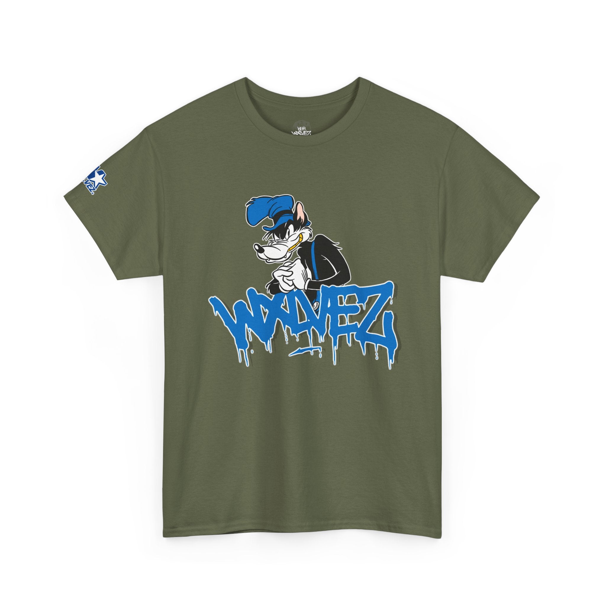 Retro Wolf cartoon Wxlvez logo  Tee
