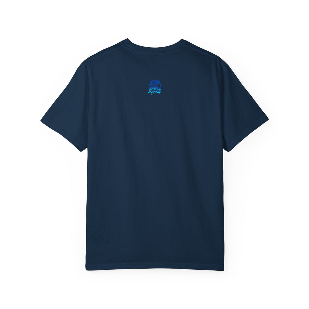A La orden Genie T‑Shirt — Whimsical Blue Genie Brewing Espresso