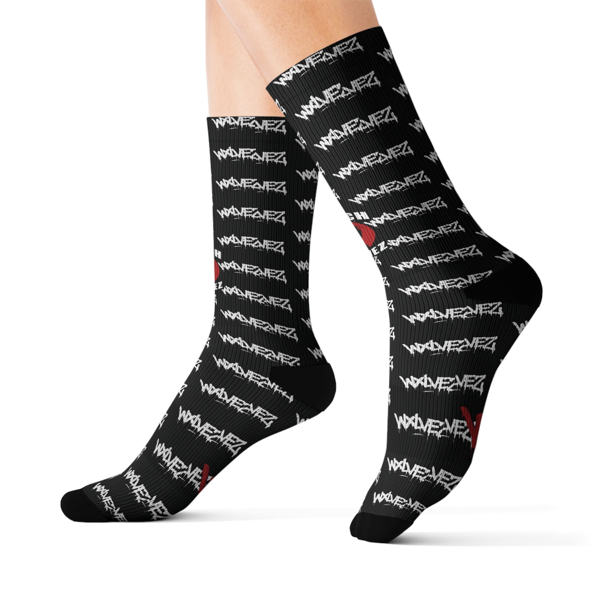 WVTCH WXLVEZ red pattern  black Socks