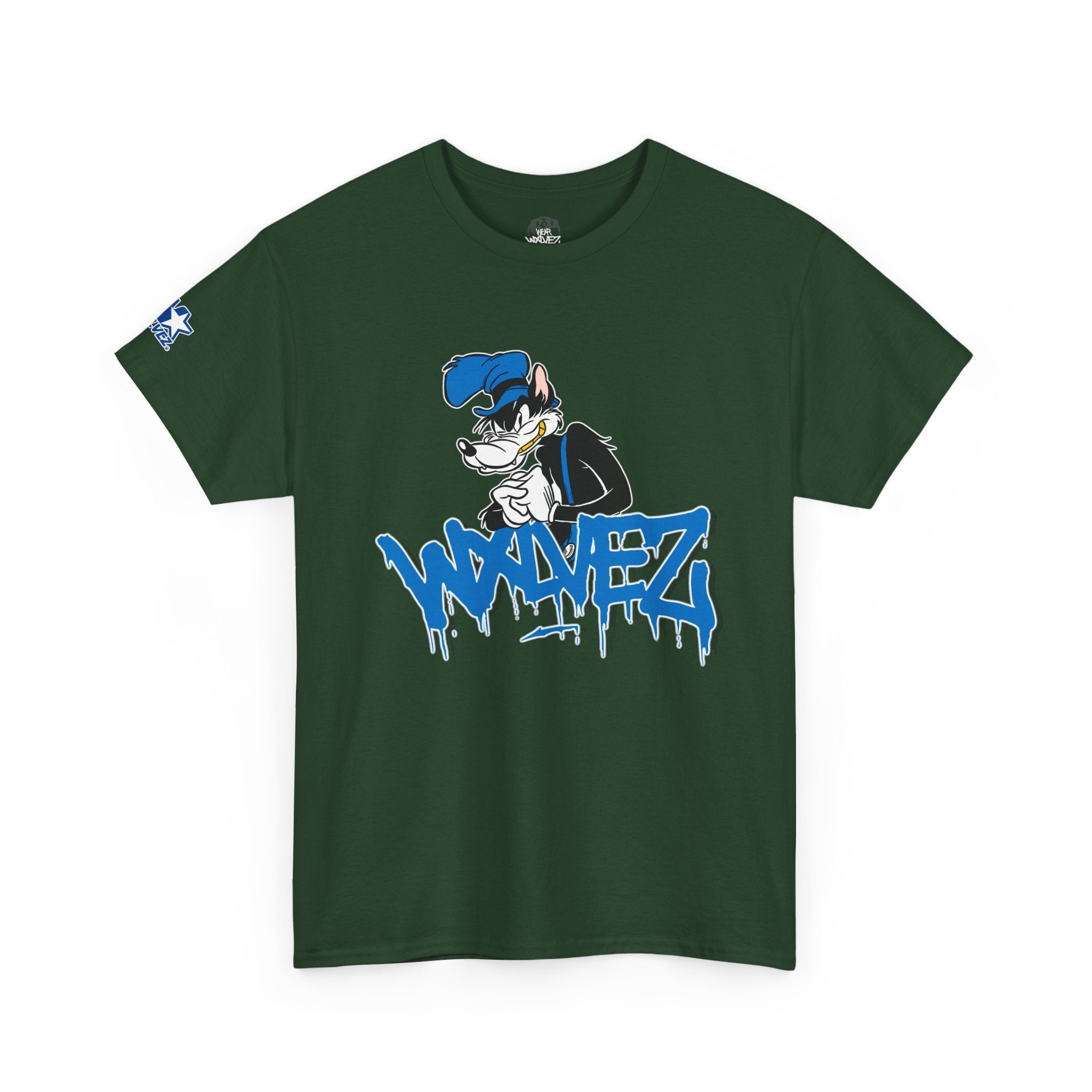 Retro Wolf cartoon Wxlvez logo  Tee