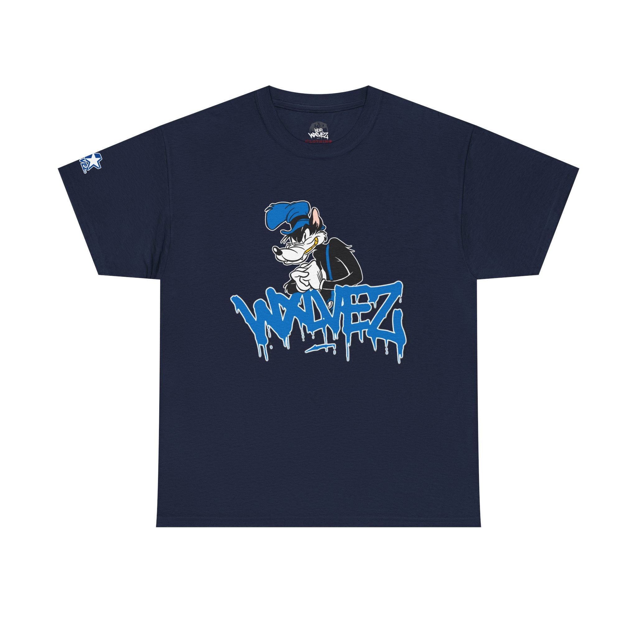Retro Wolf cartoon Wxlvez logo  Tee