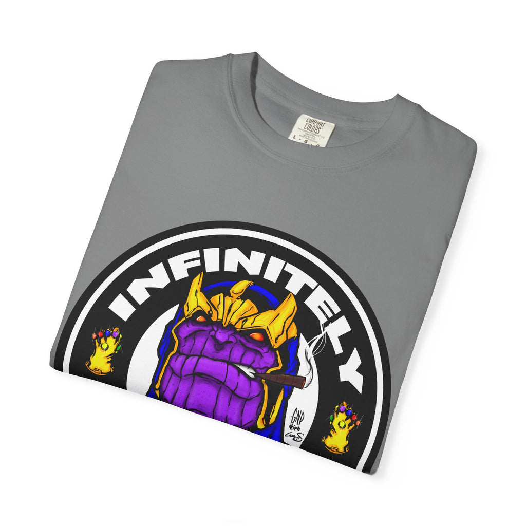 Infinitely Stoned T-Shirt — Novelty Graphic Tee with Cartoon Gauntlet