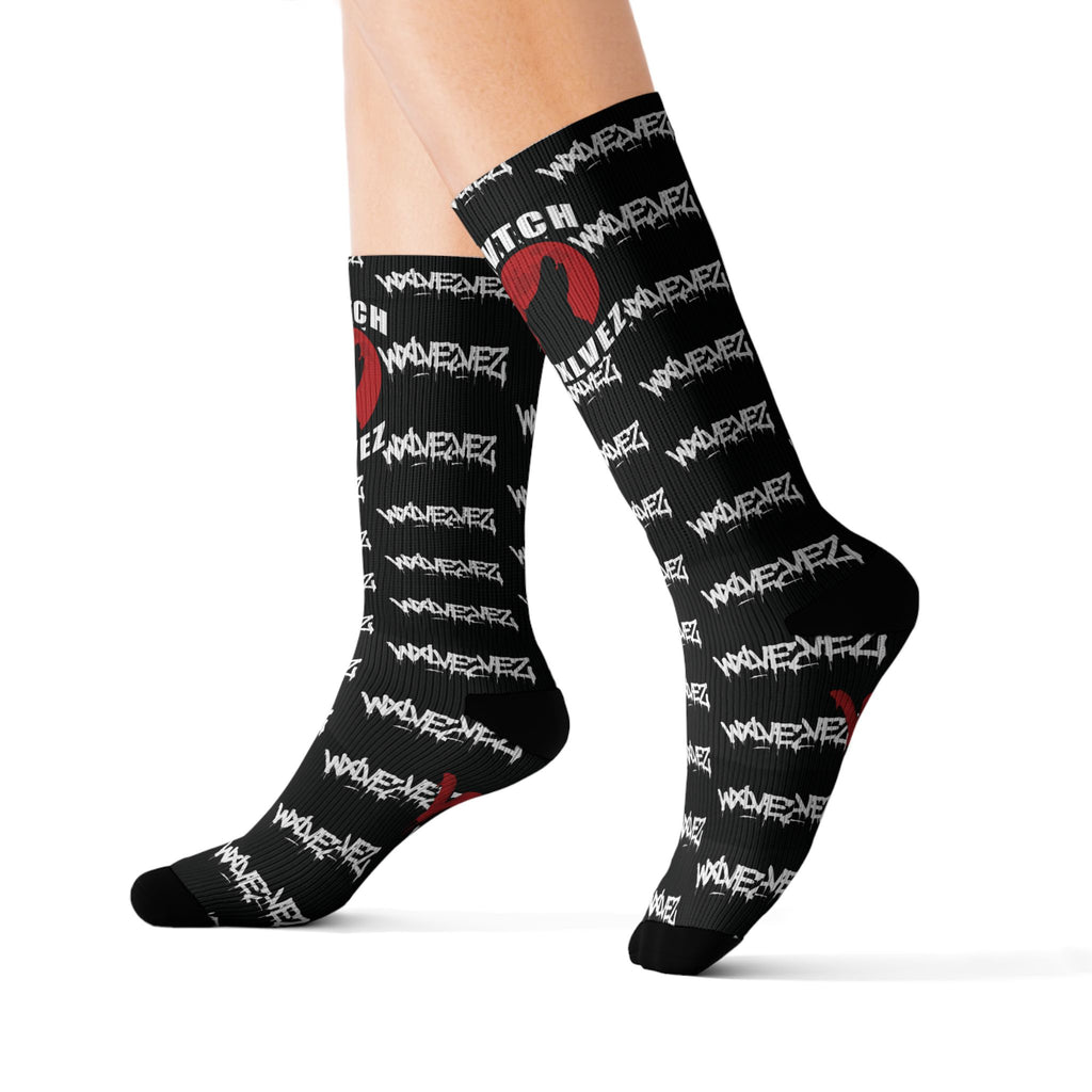 WVTCH WXLVEZ red pattern  black Socks