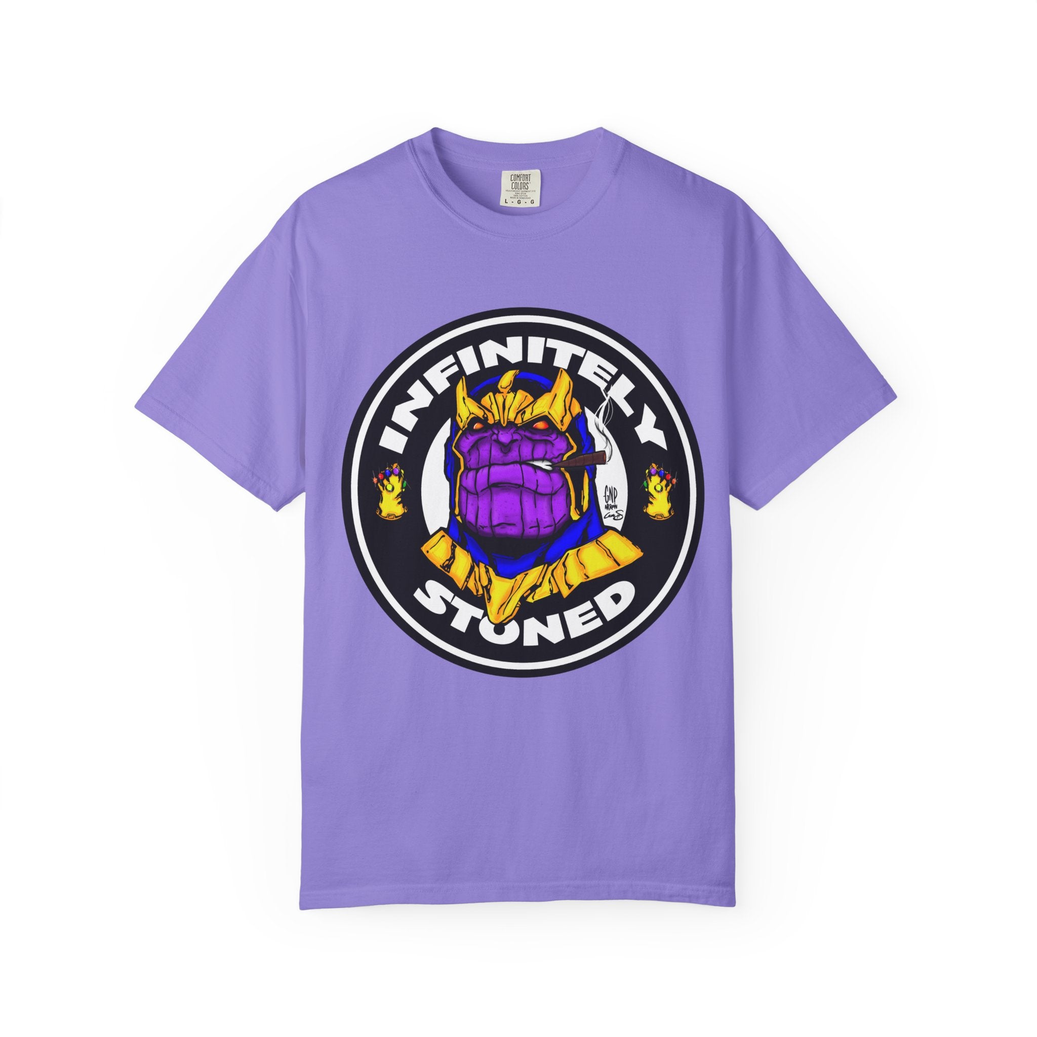 Infinitely Stoned T-Shirt — Novelty Graphic Tee with Cartoon Gauntlet
