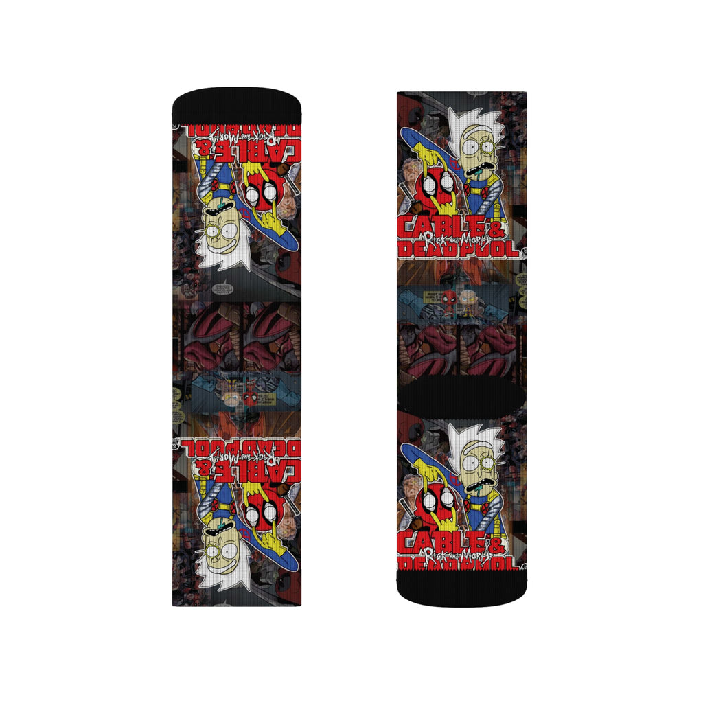 Rick and Morty / Cable and Deadpool pattern socks