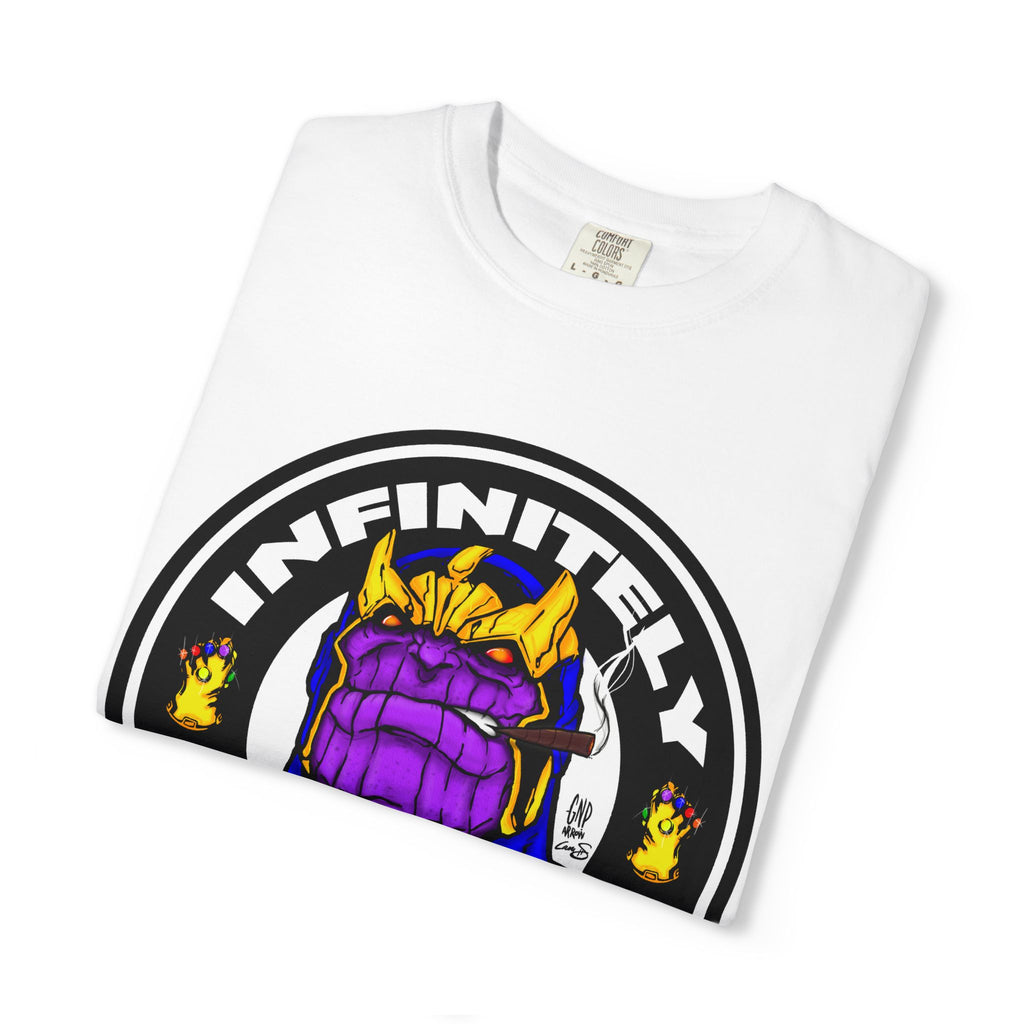 Infinitely Stoned T-Shirt — Novelty Graphic Tee with Cartoon Gauntlet