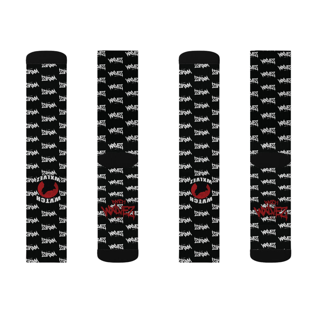 WVTCH WXLVEZ red pattern  black Socks
