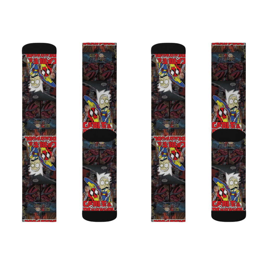 Rick and Morty / Cable and Deadpool pattern socks