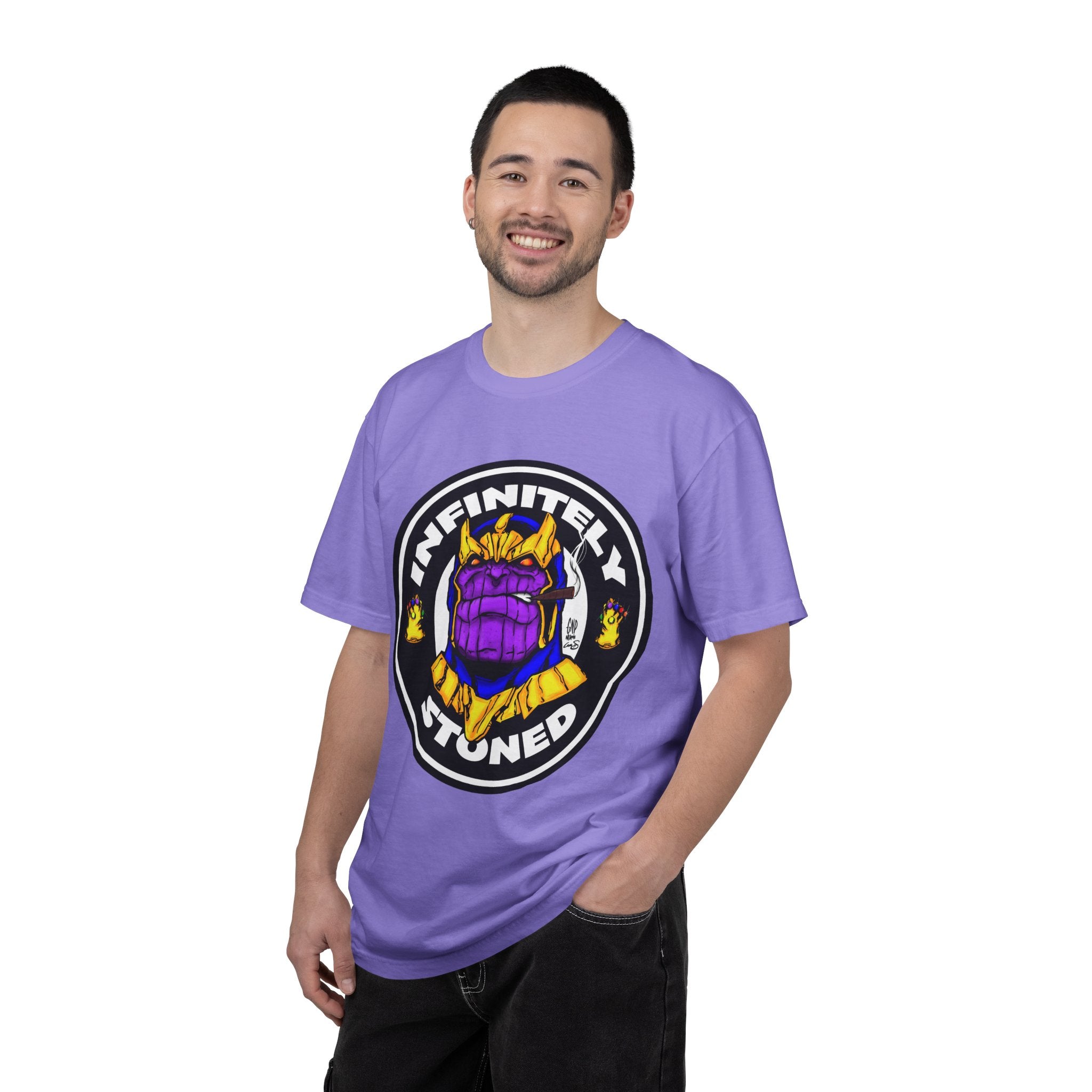 Infinitely Stoned T-Shirt — Novelty Graphic Tee with Cartoon Gauntlet