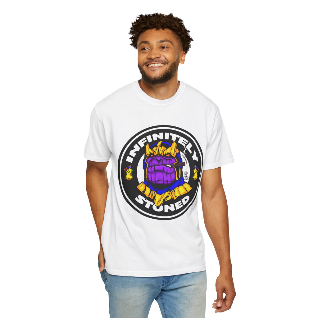 Infinitely Stoned T-Shirt — Novelty Graphic Tee with Cartoon Gauntlet
