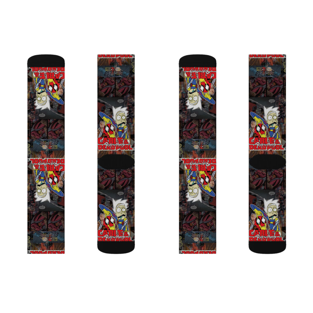 Rick and Morty / Cable and Deadpool pattern socks