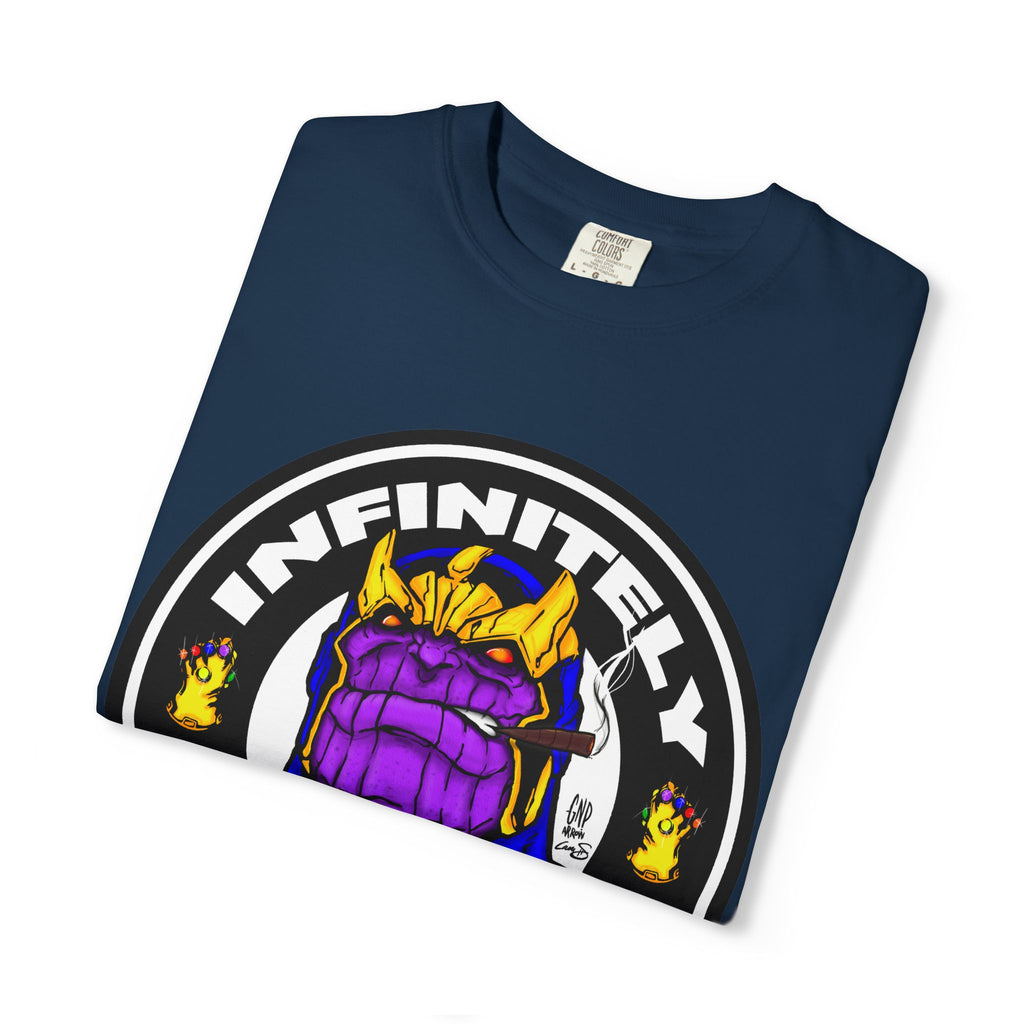 Infinitely Stoned T-Shirt — Novelty Graphic Tee with Cartoon Gauntlet