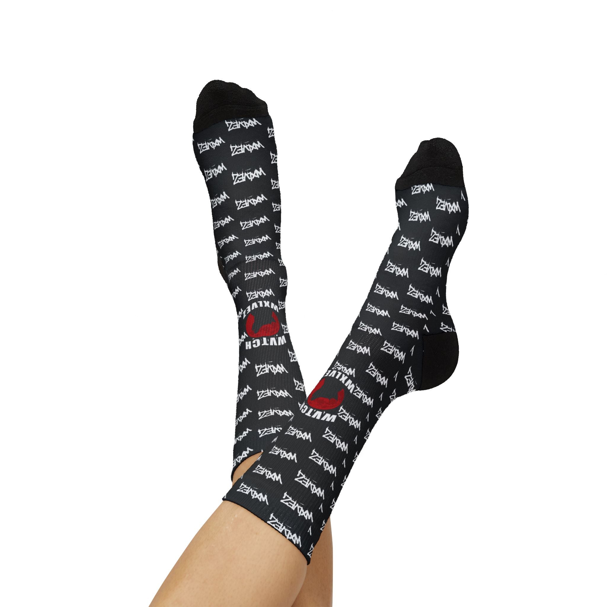 WVTCH WXLVEZ red pattern  black Socks