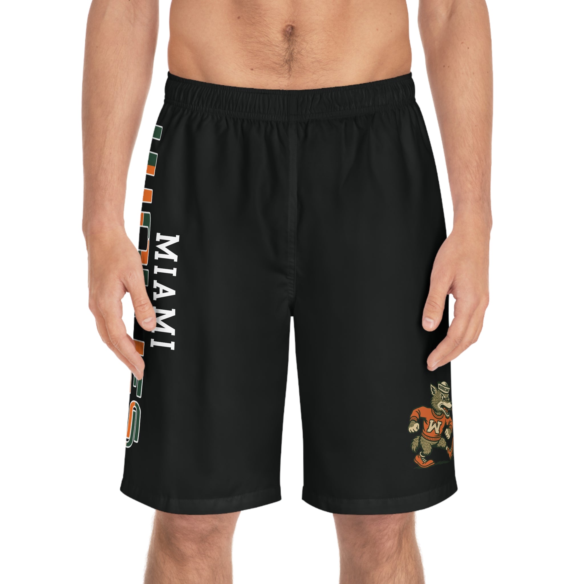 miami Wolves the U logo  black shorts