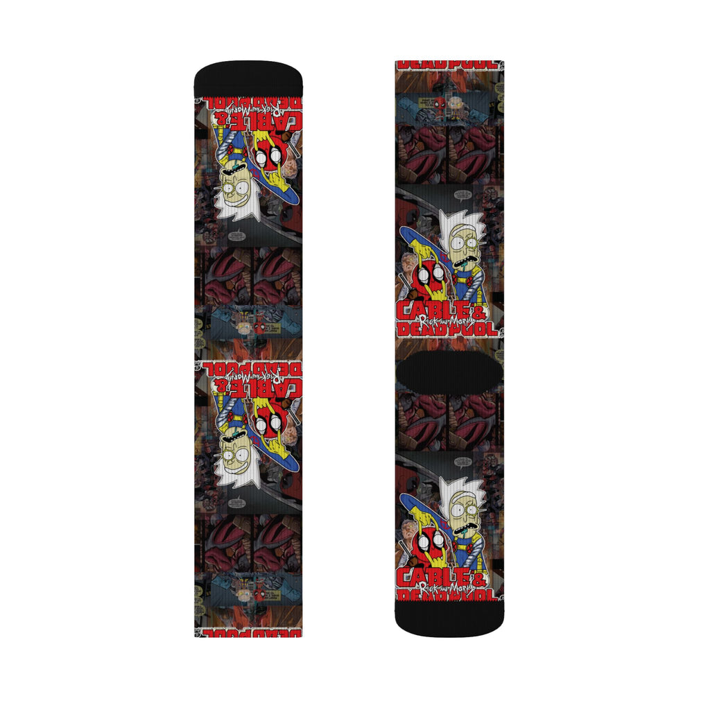 Rick and Morty / Cable and Deadpool pattern socks