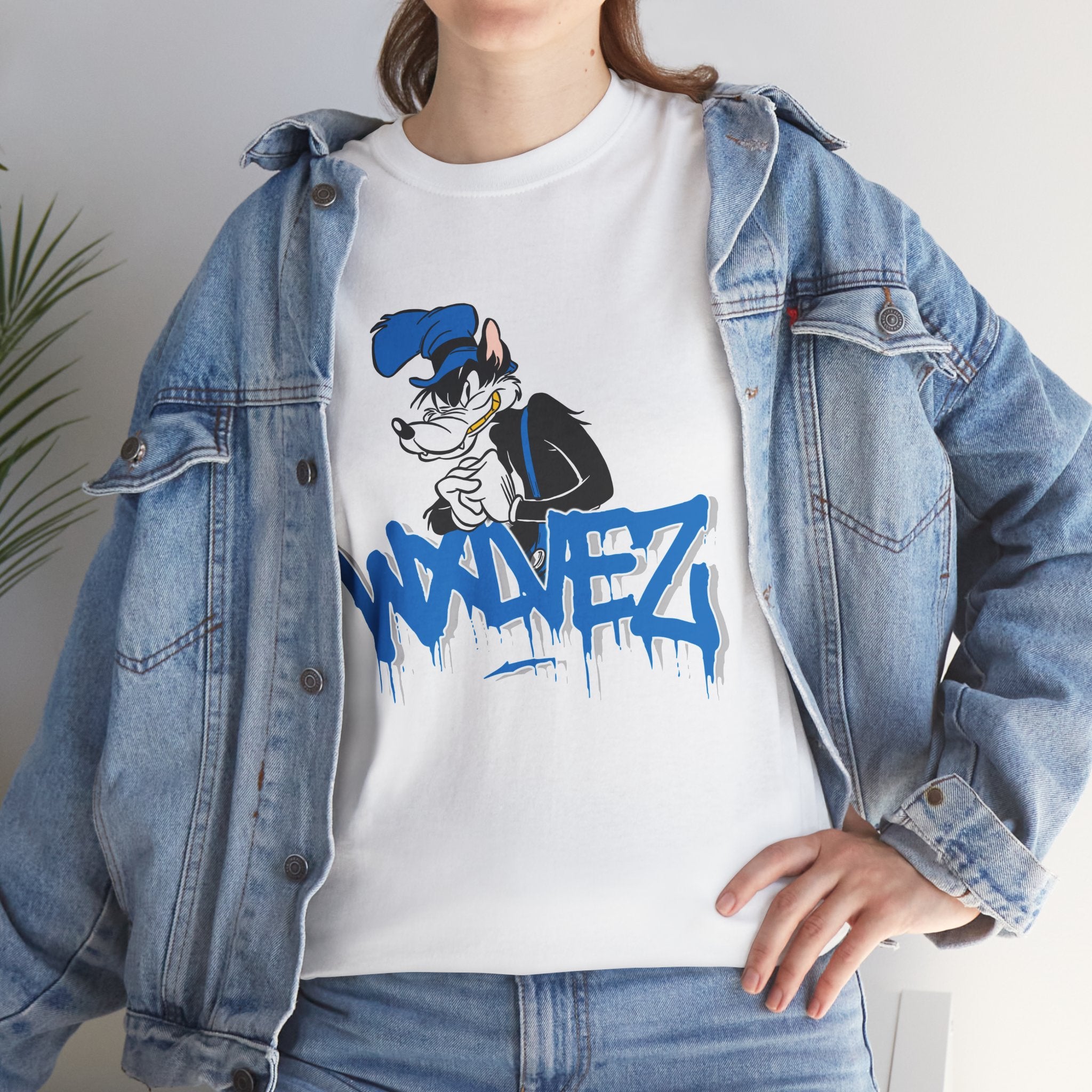 Retro Wolf cartoon Wxlvez logo  Tee