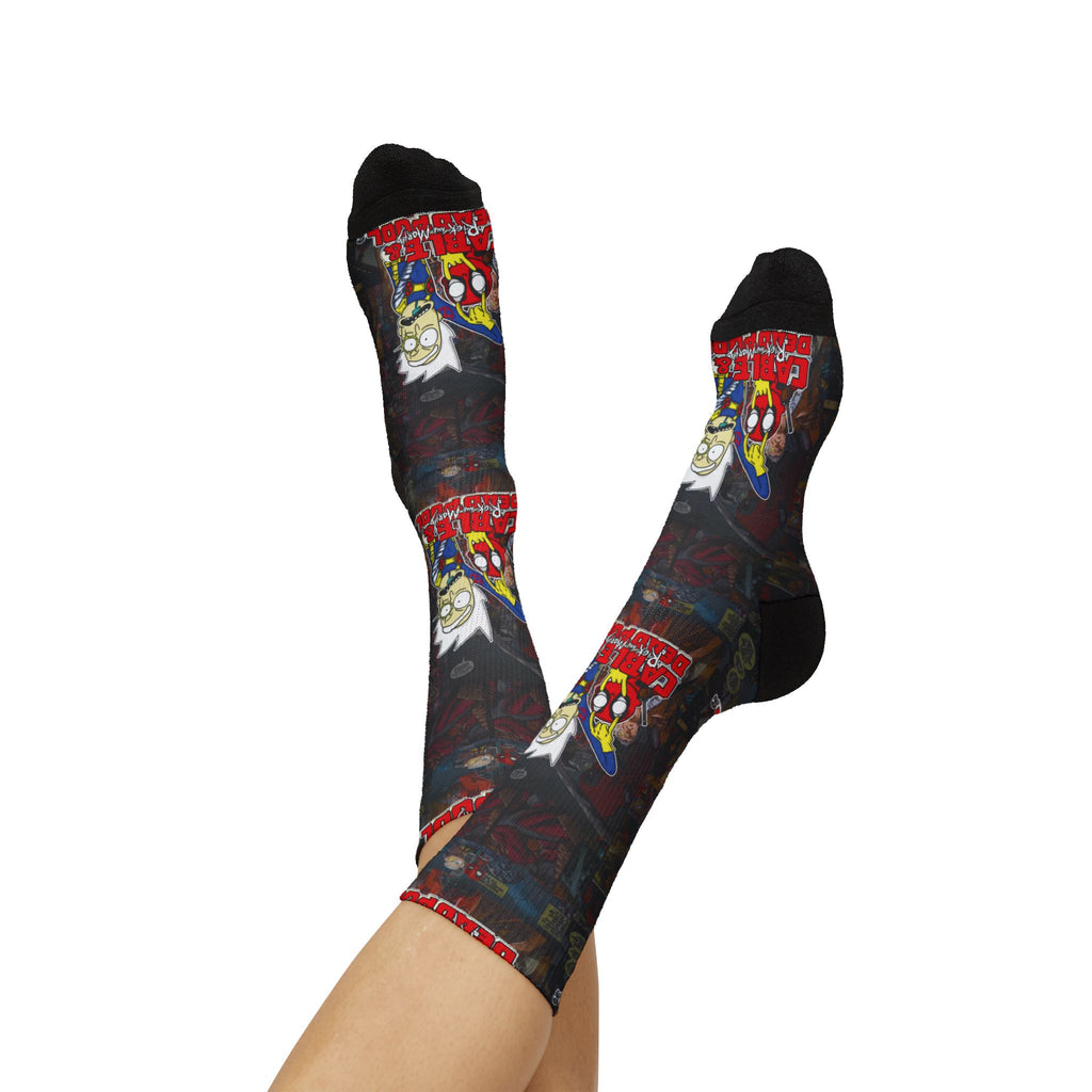 Rick and Morty / Cable and Deadpool pattern socks