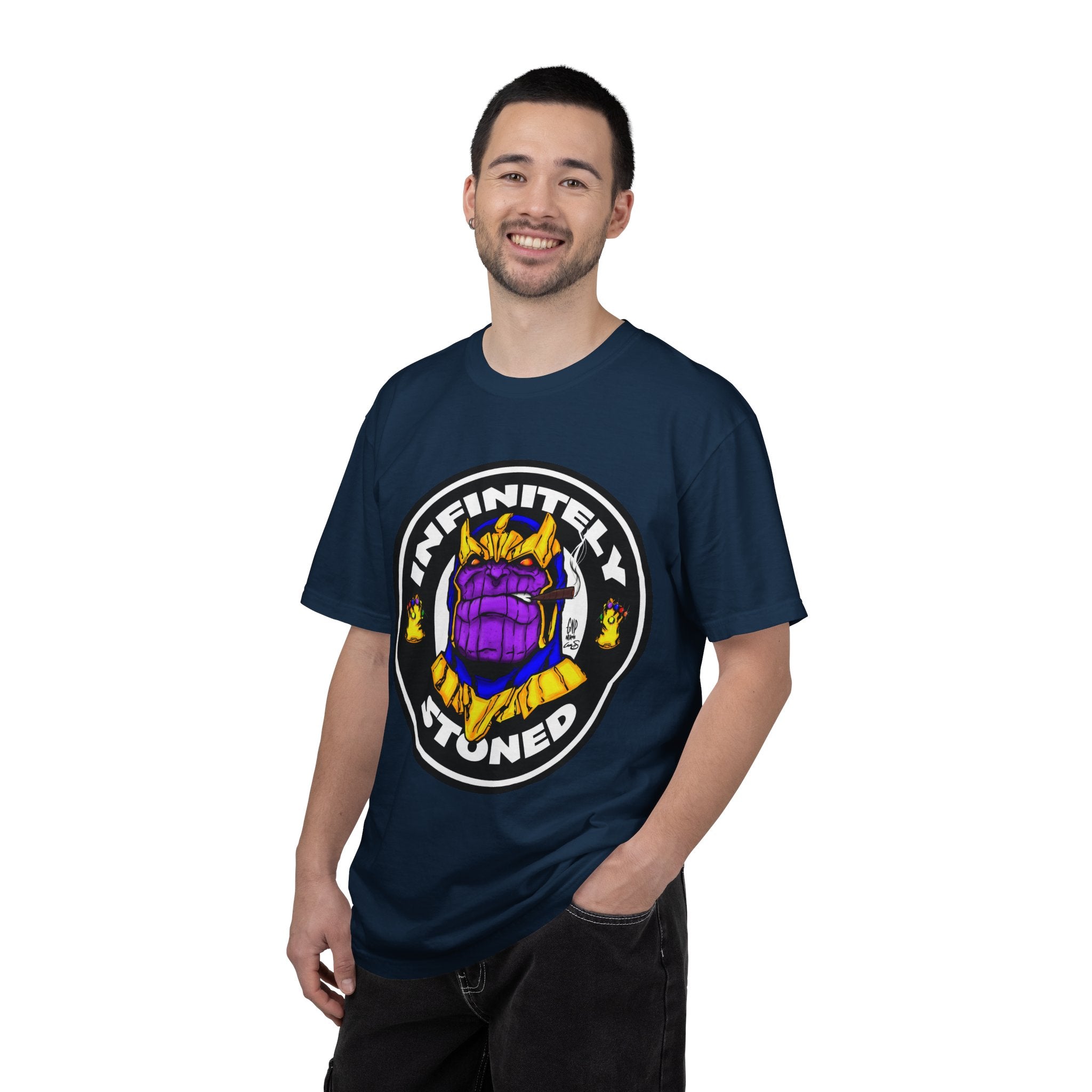 Infinitely Stoned T-Shirt — Novelty Graphic Tee with Cartoon Gauntlet