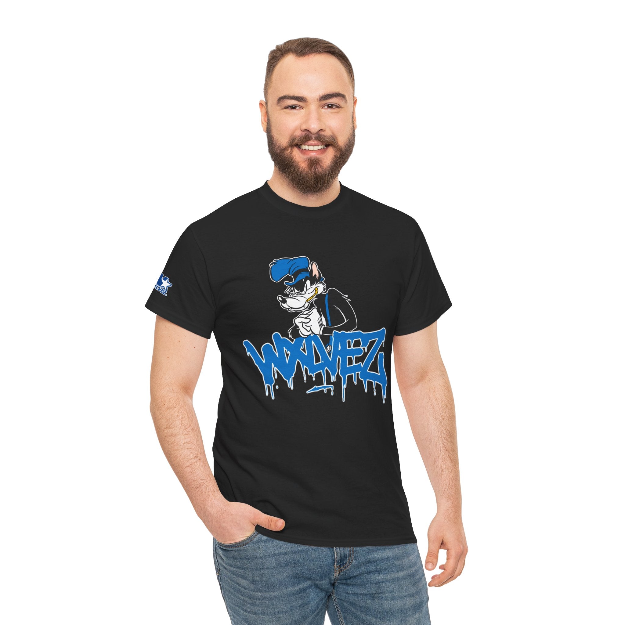 Retro Wolf cartoon Wxlvez logo  Tee